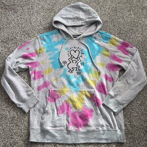Keith Haring Tie-Dye Hoodie Size XL Cotton Sweatshirt Art to Wear